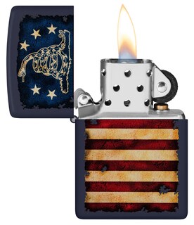 Foto 3 | Mechero De Bolsillo Zippo Don't Tread On Me Con La Bandera De Ee. Uu., Color Azul Marino Mate - Venta Internacional.
