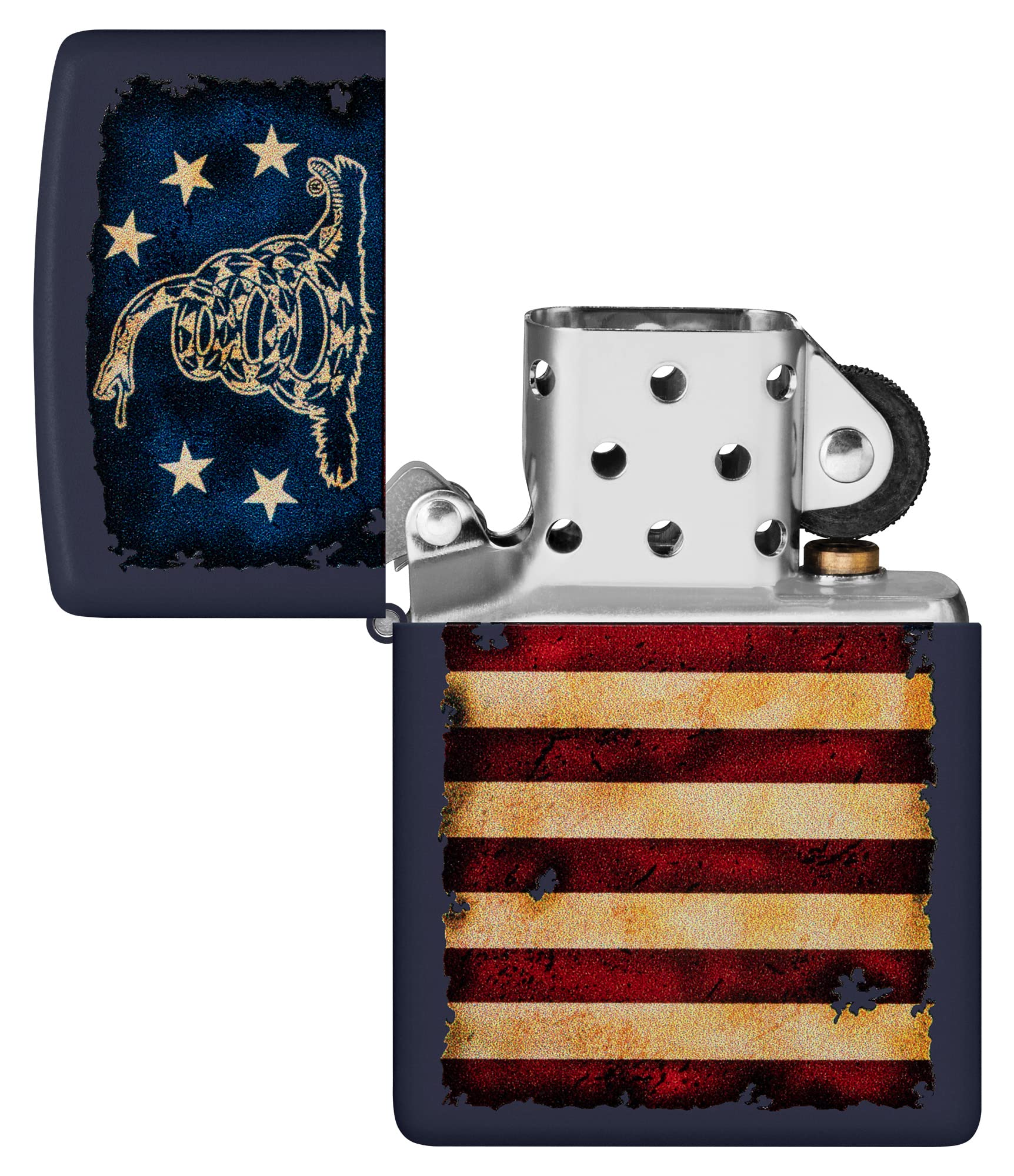 Foto 5 pulgar | Mechero De Bolsillo Zippo Don't Tread On Me Con La Bandera De Ee. Uu., Color Azul Marino Mate - Venta Internacional.