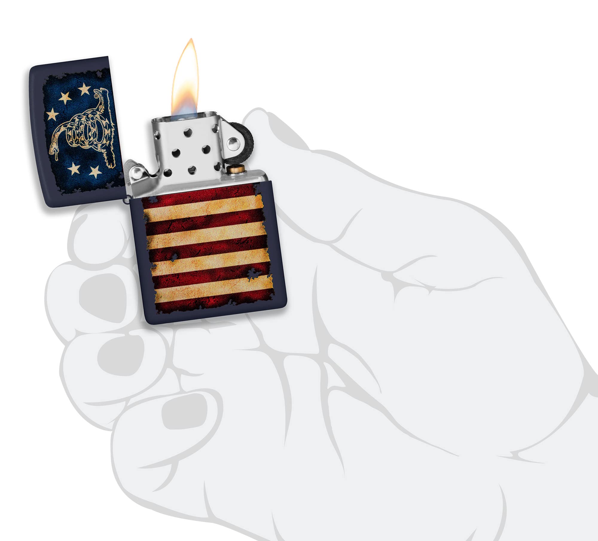 Foto 6 pulgar | Mechero De Bolsillo Zippo Don't Tread On Me Con La Bandera De Ee. Uu., Color Azul Marino Mate - Venta Internacional.