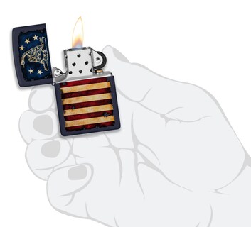 Foto 5 | Mechero De Bolsillo Zippo Don't Tread On Me Con La Bandera De Ee. Uu., Color Azul Marino Mate - Venta Internacional.