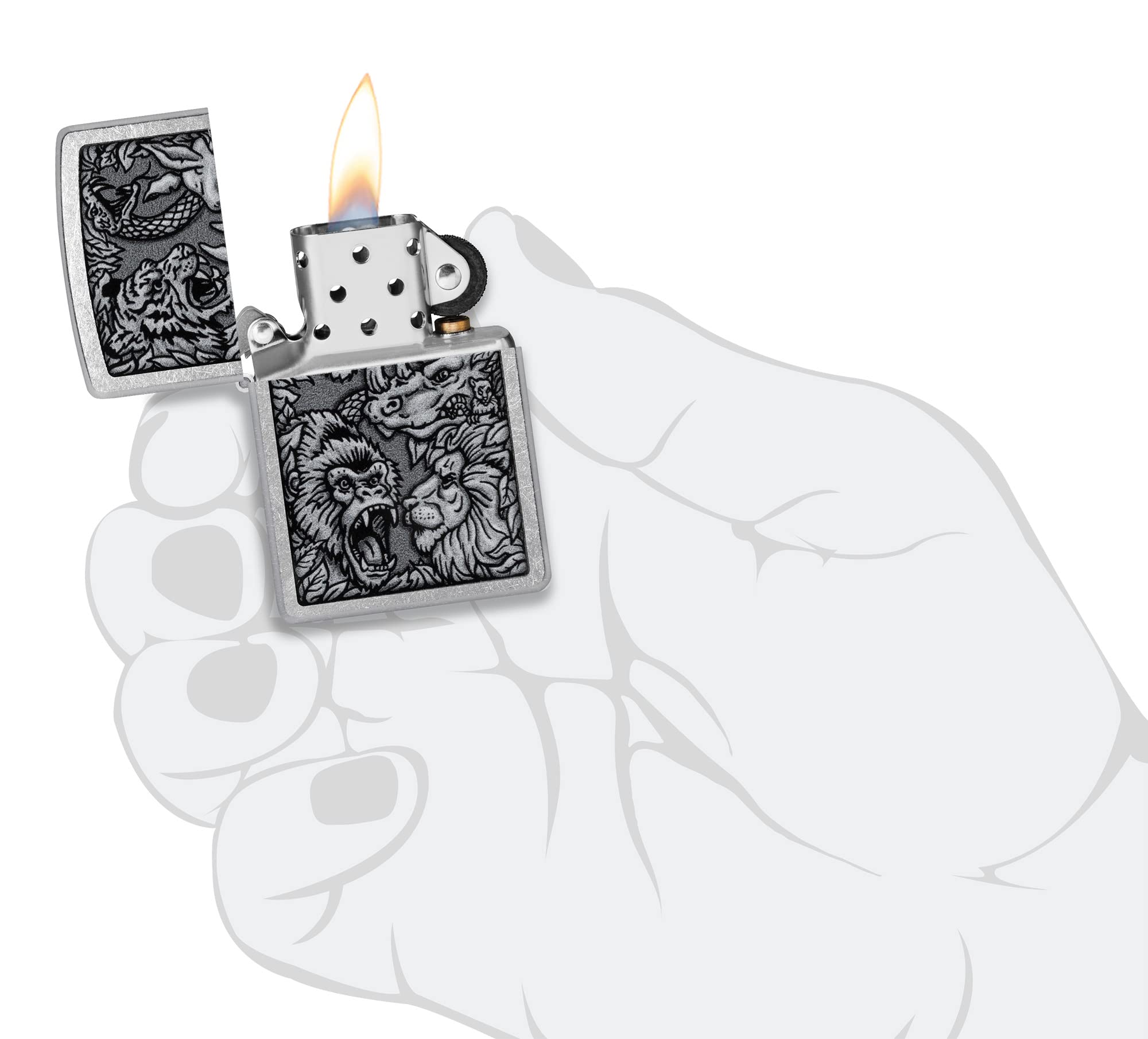 Foto 6 pulgar | Mechero De Bolsillo Zippo Jungle Design Street Chrome - Venta Internacional.