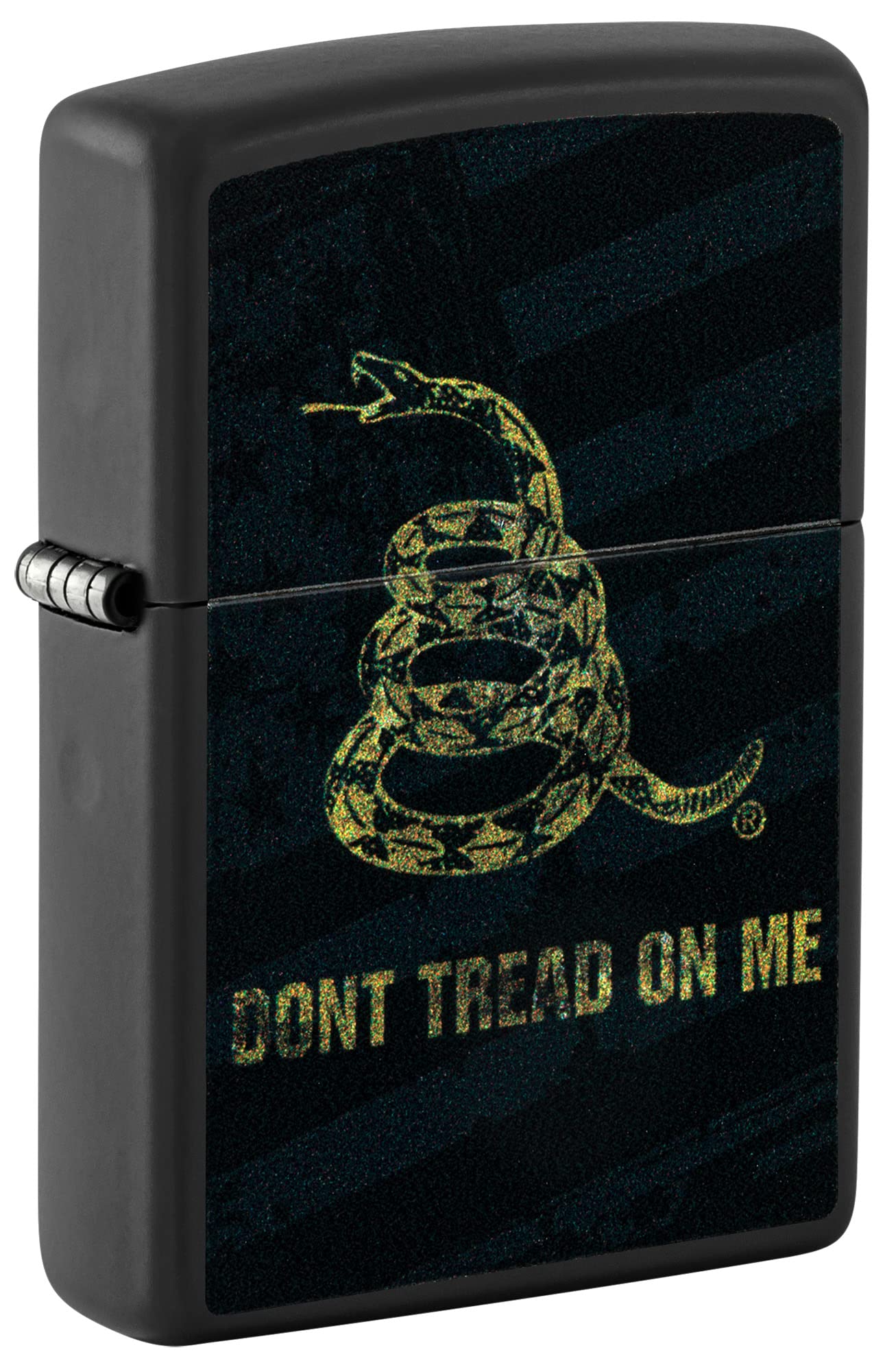 Mechero De Bolsillo Zippo Don't Tread On Me Con Diseño De Serpiente Y Bandera, Color Negro - Venta Internacional.