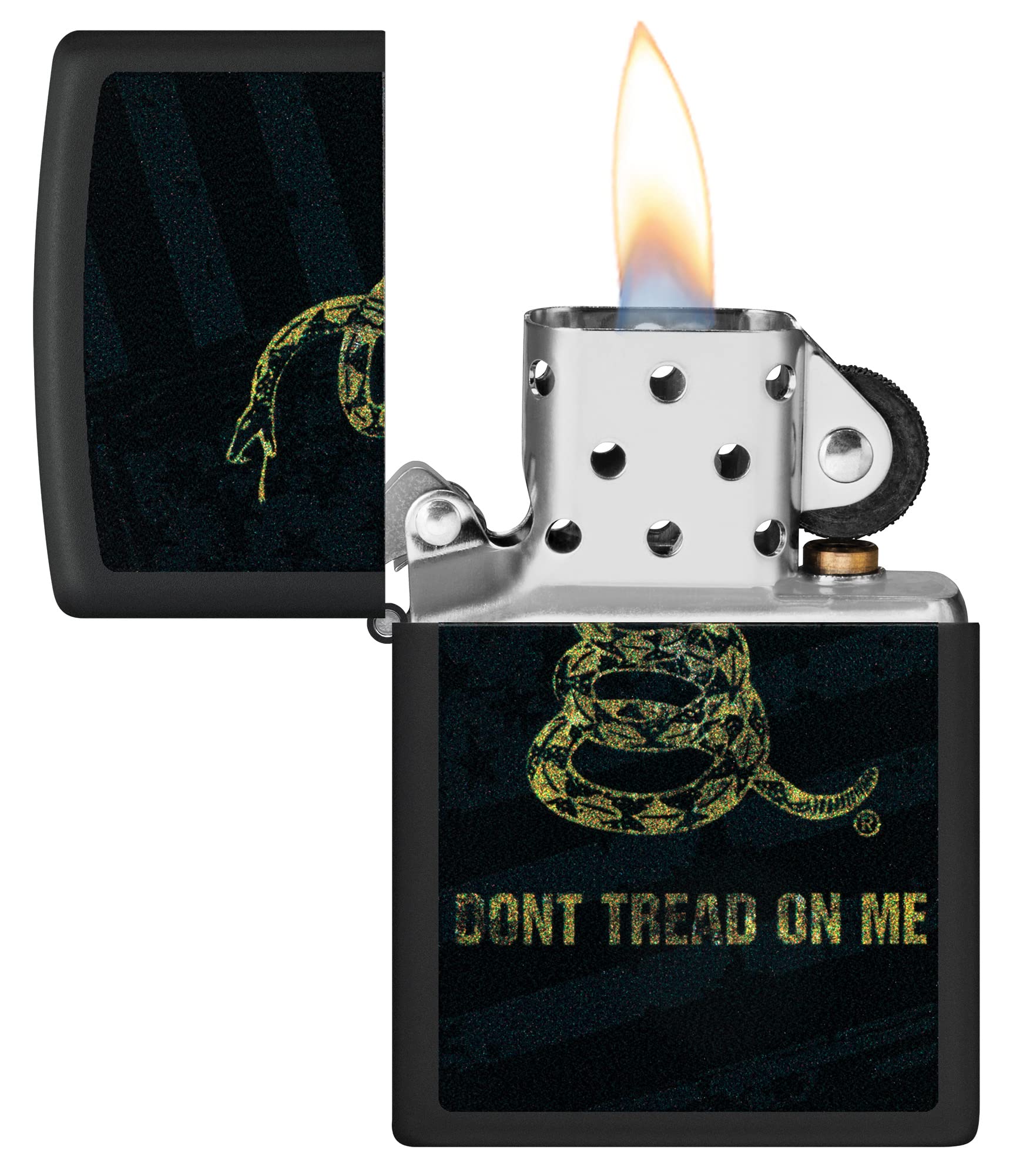 Foto 4 pulgar | Mechero De Bolsillo Zippo Don't Tread On Me Con Diseño De Serpiente Y Bandera, Color Negro - Venta Internacional.