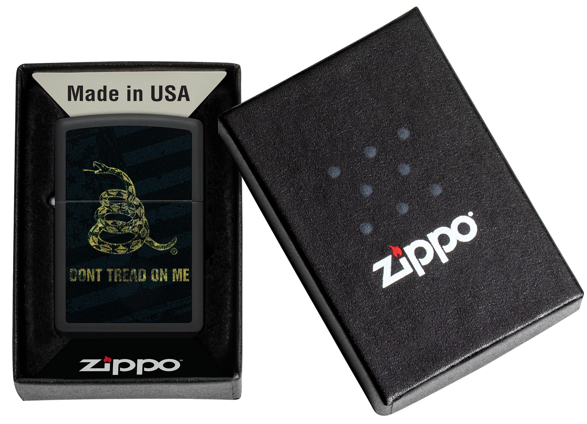 Foto 7 pulgar | Mechero De Bolsillo Zippo Don't Tread On Me Con Diseño De Serpiente Y Bandera, Color Negro - Venta Internacional.