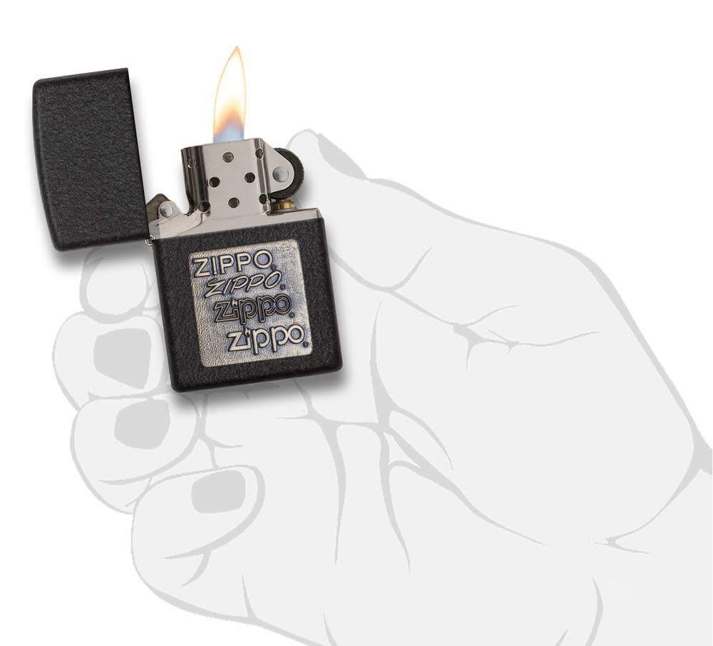 Foto 5 pulgar | Encendedor De Bolsillo Zippo Con Emblema De Latón Negro Craquelado - Venta Internacional.