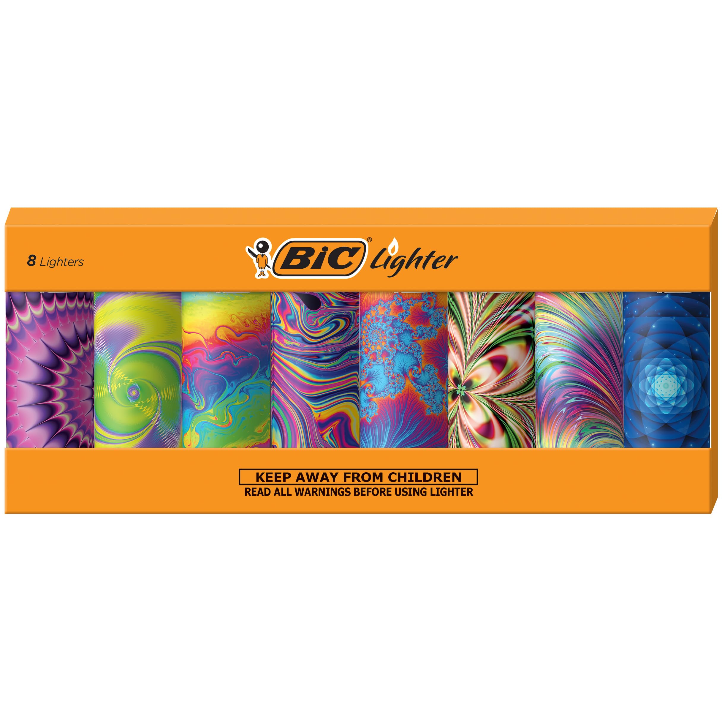 Foto 2 pulgar | Juego De 8 Encendedores De Bolsillo Maxi Psicodélicos De Edición Especial Bic - Venta Internacional.