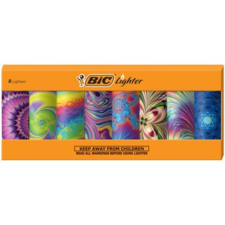 Foto 1 | Juego De 8 Encendedores De Bolsillo Maxi Psicodélicos De Edición Especial Bic - Venta Internacional.
