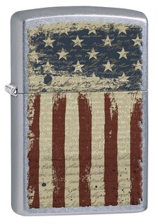 Foto 1 | Mechero Zippo Aged American Flag Street Chrome 77091 - Venta Internacional.