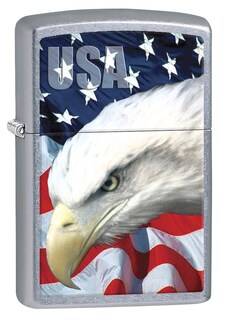 Foto 1 | Más Ligero Zippo 3021 Street Con Acabado Cromado Con Bandera Y Águila De Ee. Uu. - Venta Internacional.