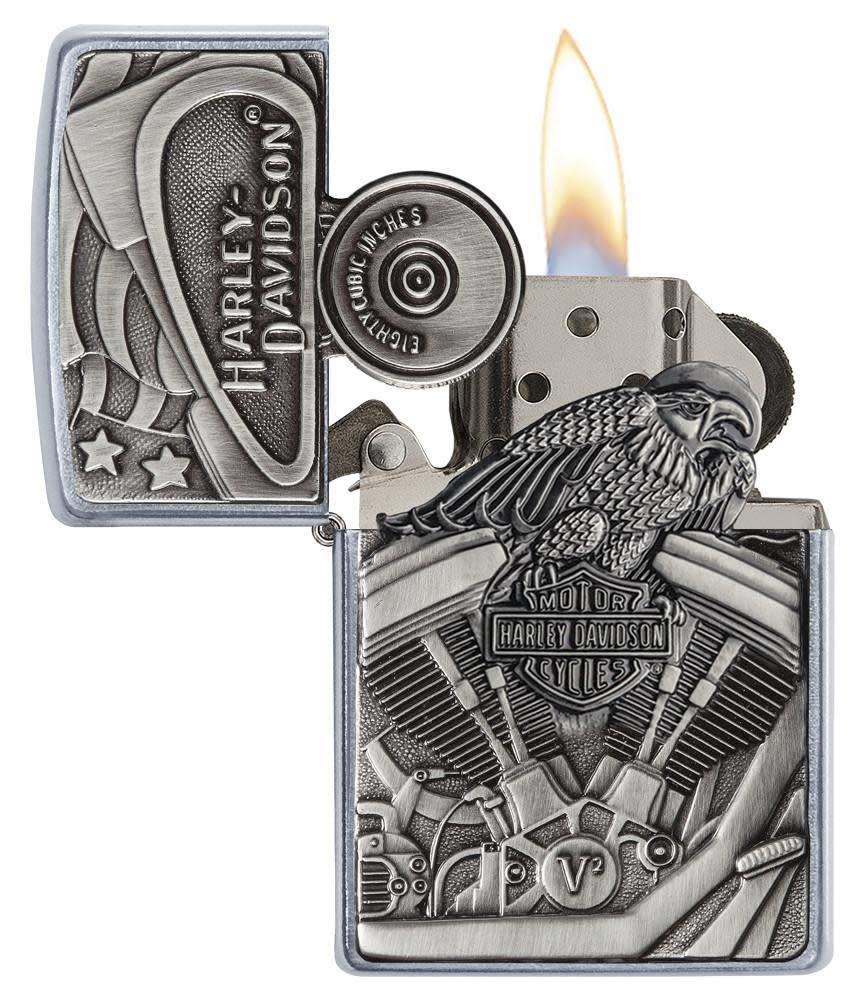Foto 4 pulgar | Emblema De Bandera Zippo Harley-davidson Motor  Más Ligero  Cromado - Venta Internacional.