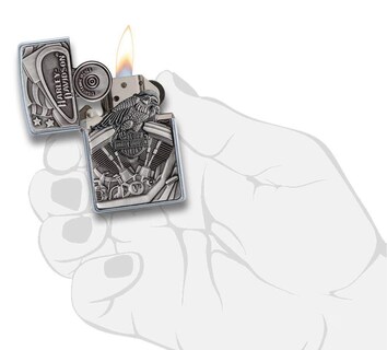 Foto 4 | Emblema De Bandera Zippo Harley-davidson Motor Más Ligero Cromado - Venta Internacional.