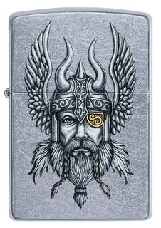 Foto 2 | Mechero De Bolsillo Zippo Viking Warrior Design Street Chrome - Venta Internacional.