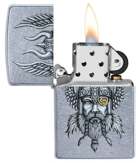 Foto 3 | Mechero De Bolsillo Zippo Viking Warrior Design Street Chrome - Venta Internacional.