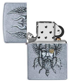 Foto 4 | Mechero De Bolsillo Zippo Viking Warrior Design Street Chrome - Venta Internacional.