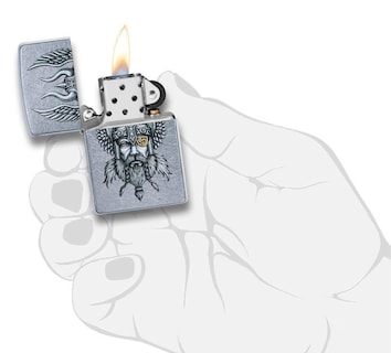 Foto 5 | Mechero De Bolsillo Zippo Viking Warrior Design Street Chrome - Venta Internacional.