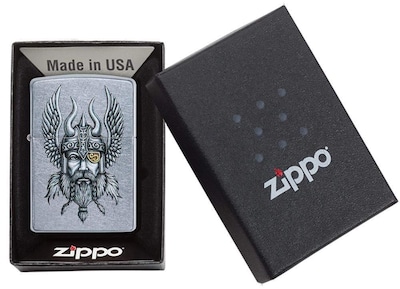 Foto 6 | Mechero De Bolsillo Zippo Viking Warrior Design Street Chrome - Venta Internacional.