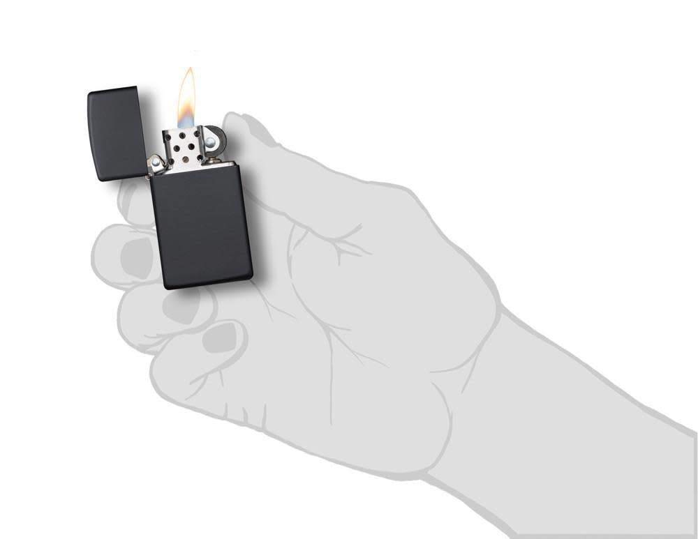 Foto 6 pulgar | Mechero De Bolsillo Zippo Slim Negro Mate Resistente Al Viento - Venta Internacional.
