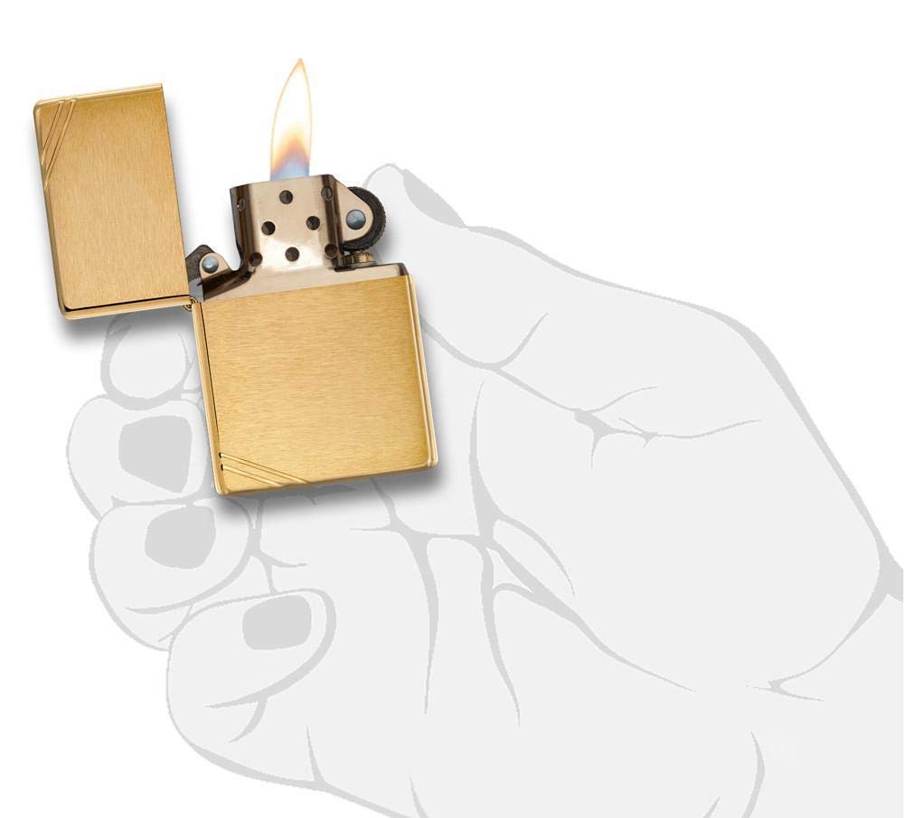 Foto 6 pulgar | Mechero De Bolsillo Zippo Vintage De Latón Cepillado Con Barras - Venta Internacional.