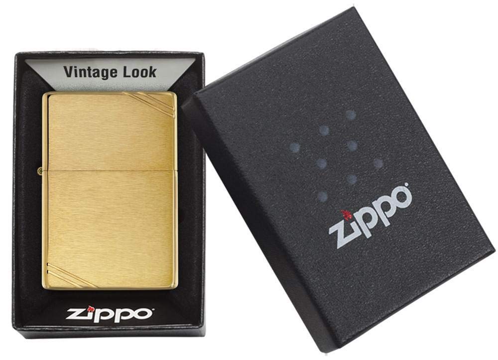 Foto 7 pulgar | Mechero De Bolsillo Zippo Vintage De Latón Cepillado Con Barras - Venta Internacional.
