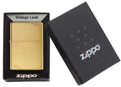 Foto 6 | Mechero De Bolsillo Zippo Vintage De Latón Cepillado Con Barras - Venta Internacional.