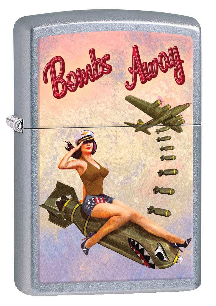 Foto 2 pulgar | Mechero Zippo Bombs Away Pin-up Girl Street Chrome 80778 - Venta Internacional.