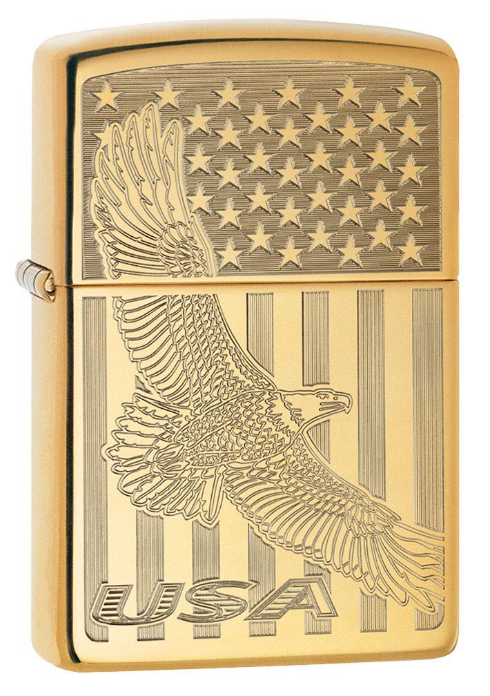 Foto 2 pulgar | Mechero Zippo Usa Flying Eagle And Flag  Latón Pulido - Venta Internacional.