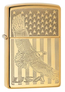Foto 1 | Mechero Zippo Usa Flying Eagle And Flag Latón Pulido - Venta Internacional.