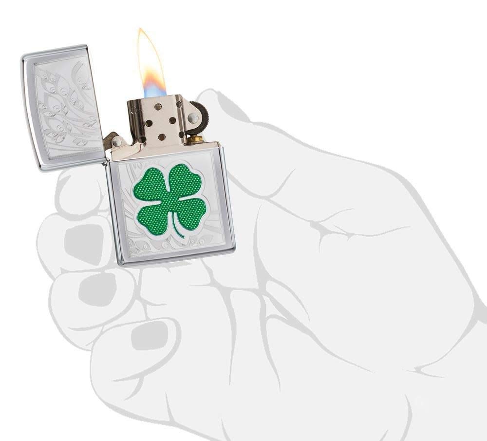Foto 6 pulgar | Mechero De Bolsillo Zippo Clover Design  Cromado Muy Pulido - Venta Internacional.