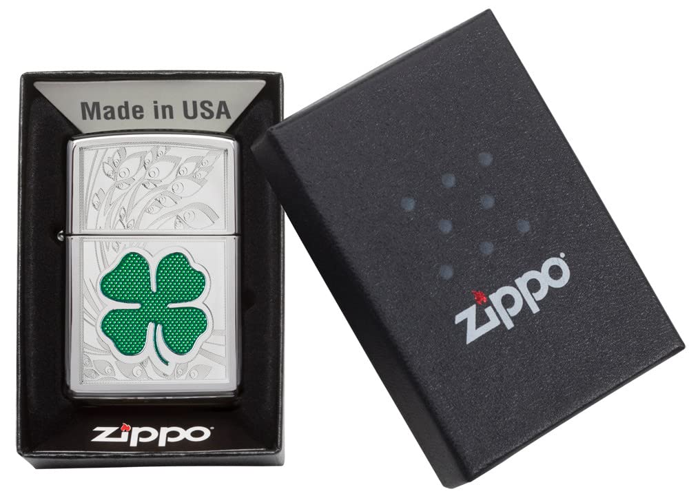 Foto 7 | Mechero De Bolsillo Zippo Clover Design  Cromado Muy Pulido - Venta Internacional.