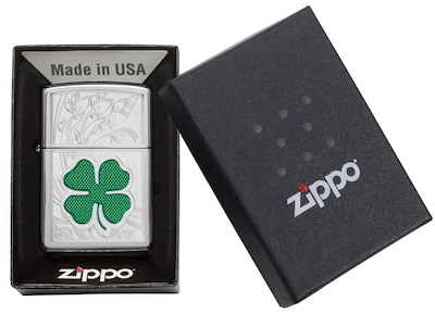 Foto 7 | Mechero De Bolsillo Zippo Clover Design Cromado Muy Pulido - Venta Internacional.
