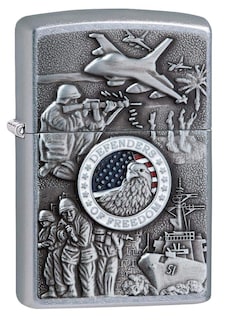 Foto 1 | Mechero De Bolsillo Zippo Defenders Of Freedom Emblem Street Chrome - Venta Internacional.