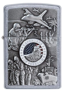 Foto 2 | Mechero De Bolsillo Zippo Defenders Of Freedom Emblem Street Chrome - Venta Internacional.