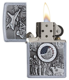Foto 3 | Mechero De Bolsillo Zippo Defenders Of Freedom Emblem Street Chrome - Venta Internacional.