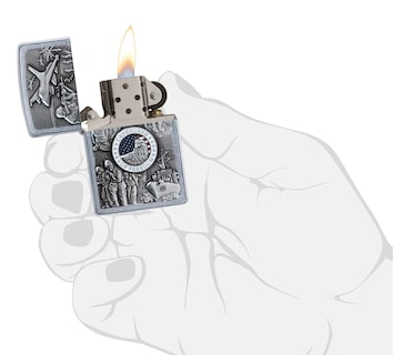 Foto 5 | Mechero De Bolsillo Zippo Defenders Of Freedom Emblem Street Chrome - Venta Internacional.