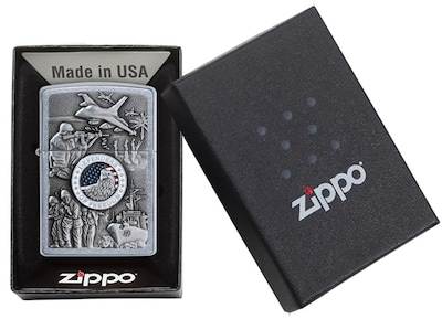 Foto 6 | Mechero De Bolsillo Zippo Defenders Of Freedom Emblem Street Chrome - Venta Internacional.