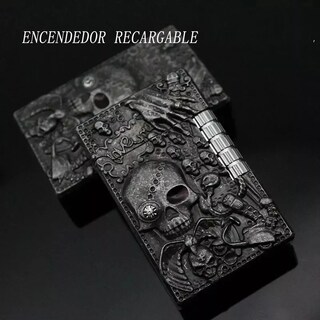 Foto 3 | ''2pz Encendedor Metálico Recargable Pedernal Vintage Calavera ''