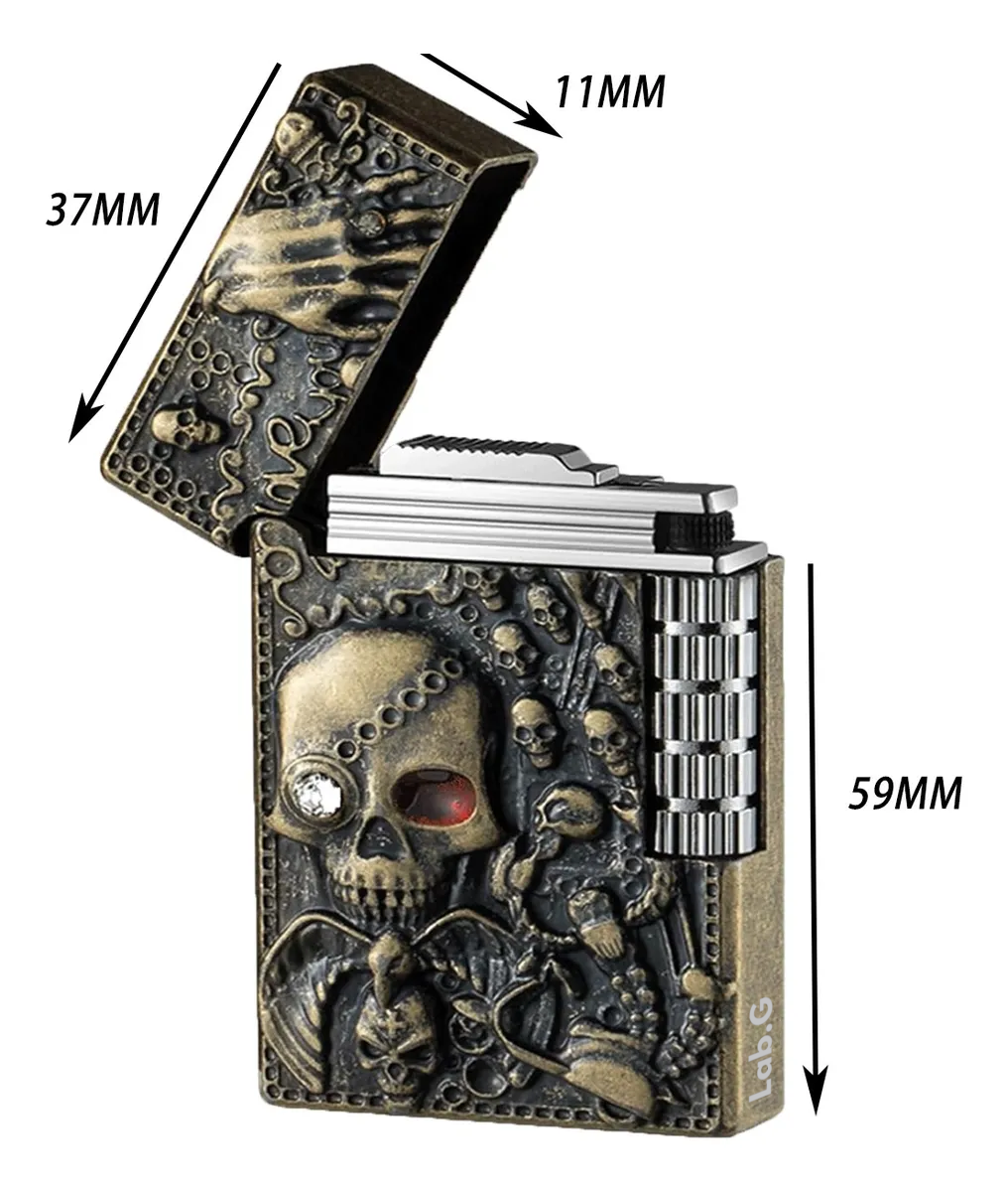 Foto 3 pulgar | ''2pz Encendedor Metálico Recargable Pedernal Vintage Calavera ''