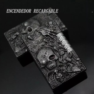Foto 3 | ''2pz Encendedor Metálico Recargable Pedernal Vintage Calavera ''