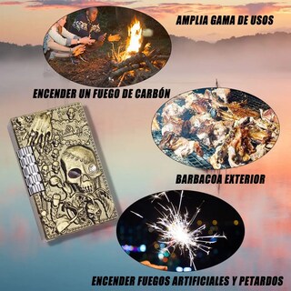Foto 5 | ''2pz Encendedor Metálico Recargable Pedernal Vintage Calavera ''