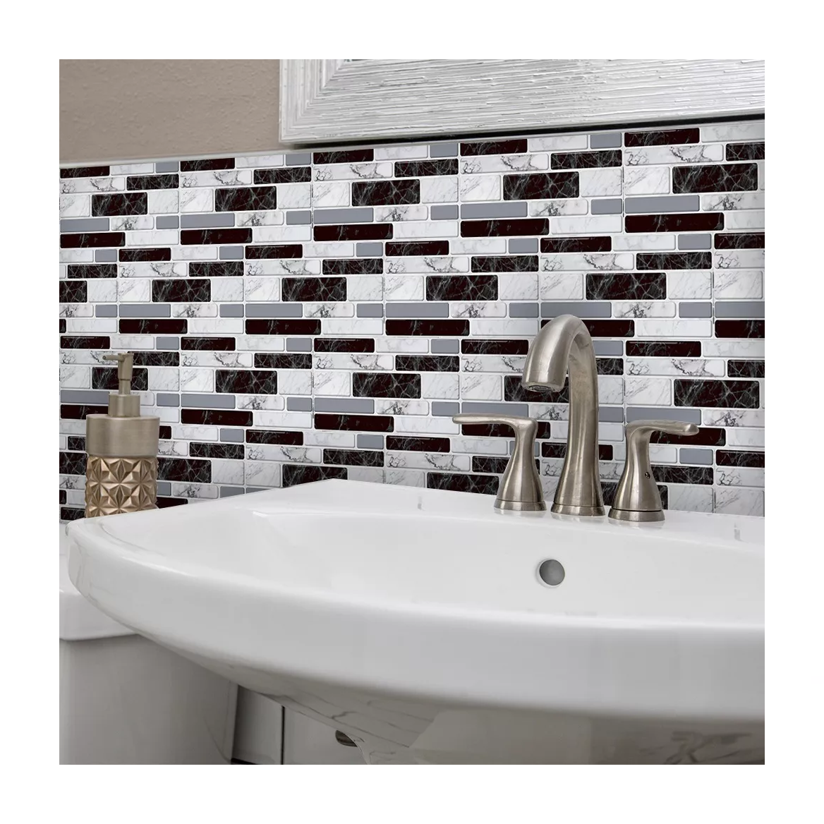 Foto 4 pulgar | Plástico Adherente Belug Multicolor - Diseño de Azulejos 27 Piezas de 20 cm x 10 cm C/U
