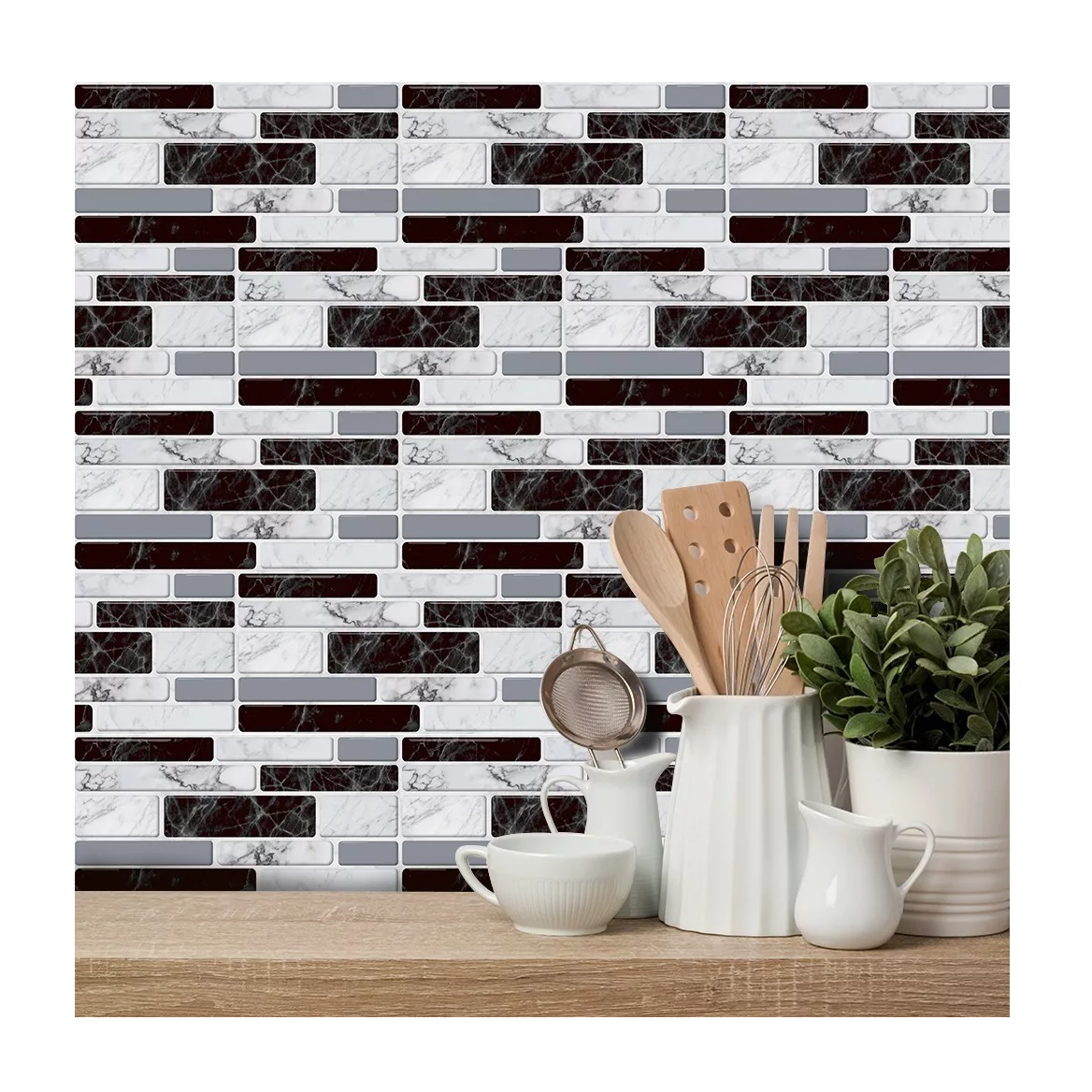 Foto 5 pulgar | Plástico Adherente Belug Multicolor - Diseño de Azulejos 27 Piezas de 20 cm x 10 cm C/U