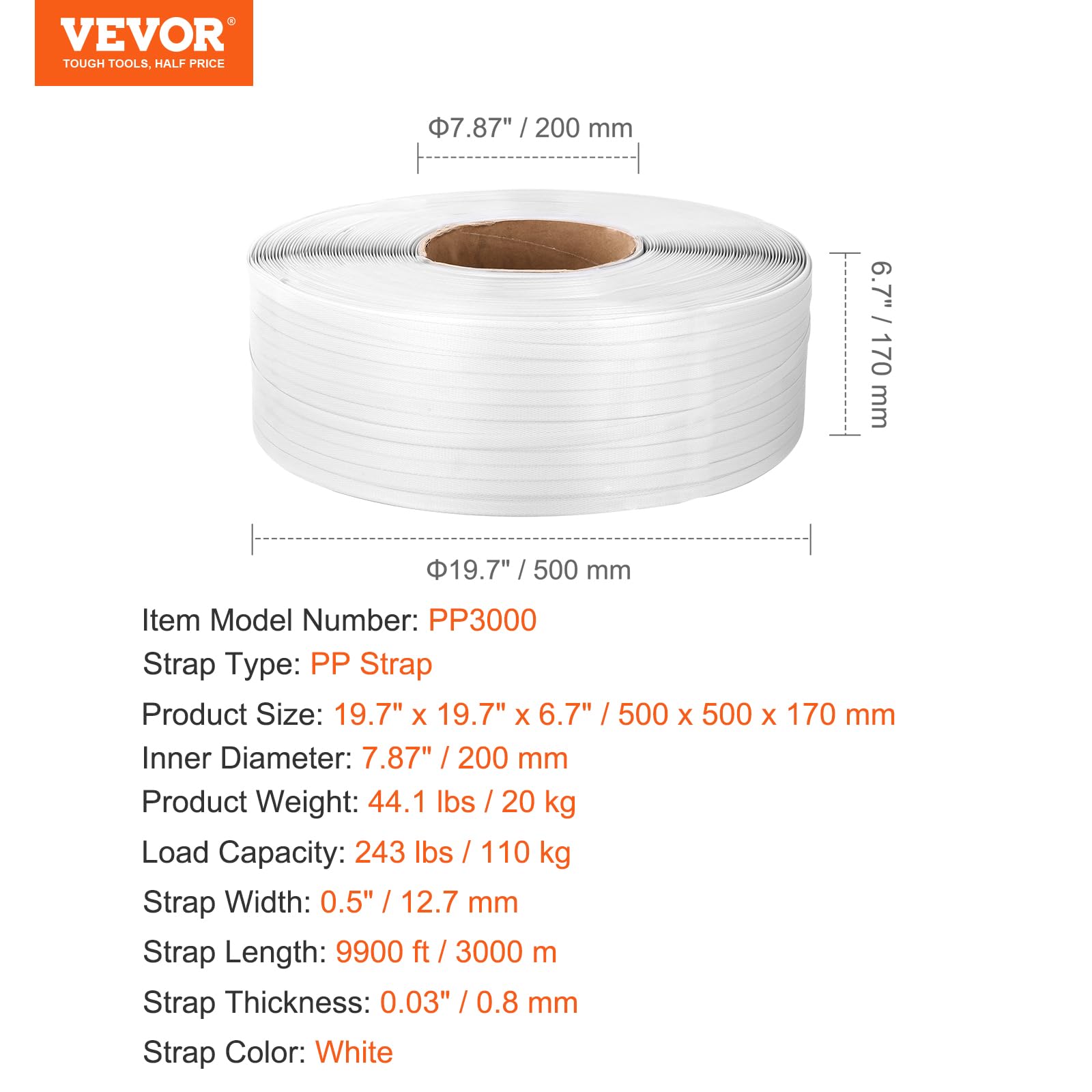 Foto 8 pulgar | Rollo De Flejado De Polipropileno (pp) Vevor De 9900 Pies X 15 Mm - Venta Internacional.
