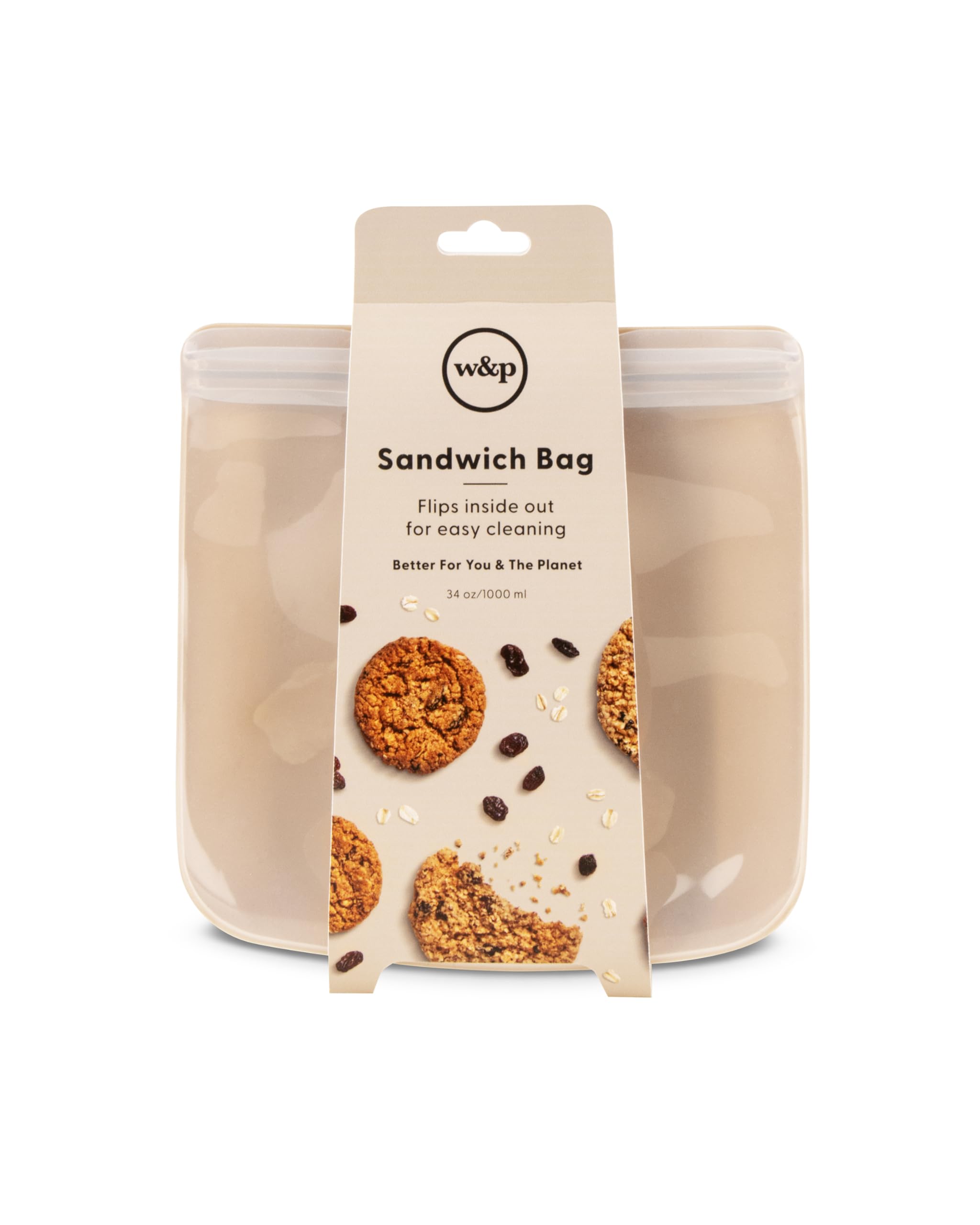 Foto 3 | Bolsa De Almacenamiento Reutilizable De Silicona W&p Porter Sandwich, 1 Litro, Avena - Venta Internacional.