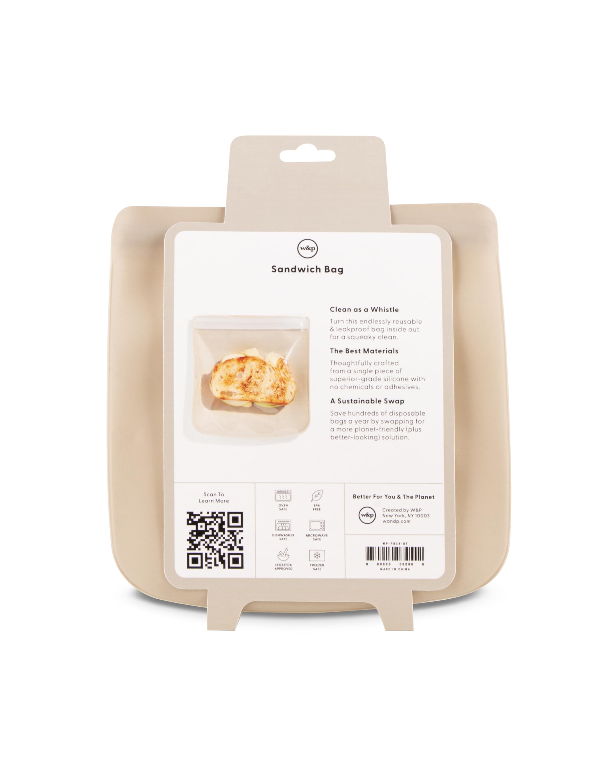 Foto 4 | Bolsa De Almacenamiento Reutilizable De Silicona W&p Porter Sandwich, 1 Litro, Avena - Venta Internacional.