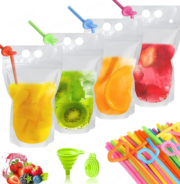 Foto 1 | 100 Xtellar Bolsas Y Pajitas De Bebida Reutilizables Translúcidas