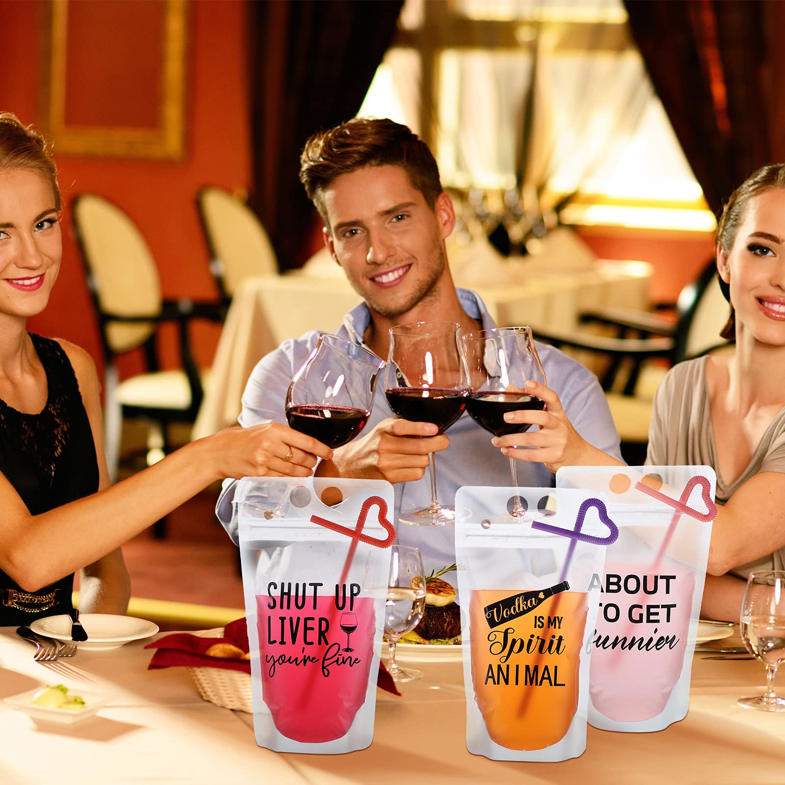 Foto 7 pulgar | Bolsas Para Bebidas Patelai, 24 Unidades Con 24 Pajitas, 400 — 450 Ml, Color Negro - Venta Internacional.