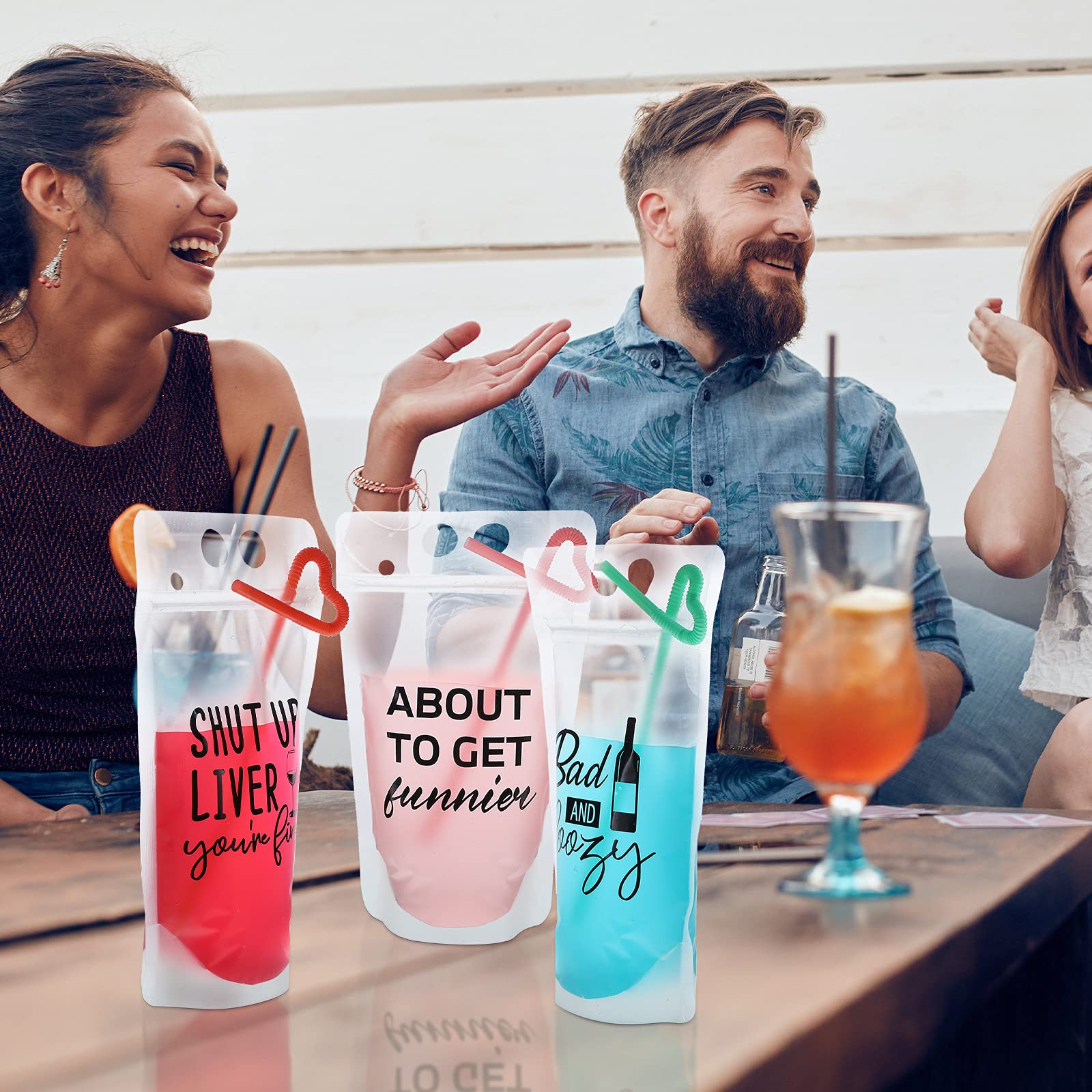 Foto 8 pulgar | Bolsas Para Bebidas Patelai, 24 Unidades Con 24 Pajitas, 400 — 450 Ml, Color Negro - Venta Internacional.