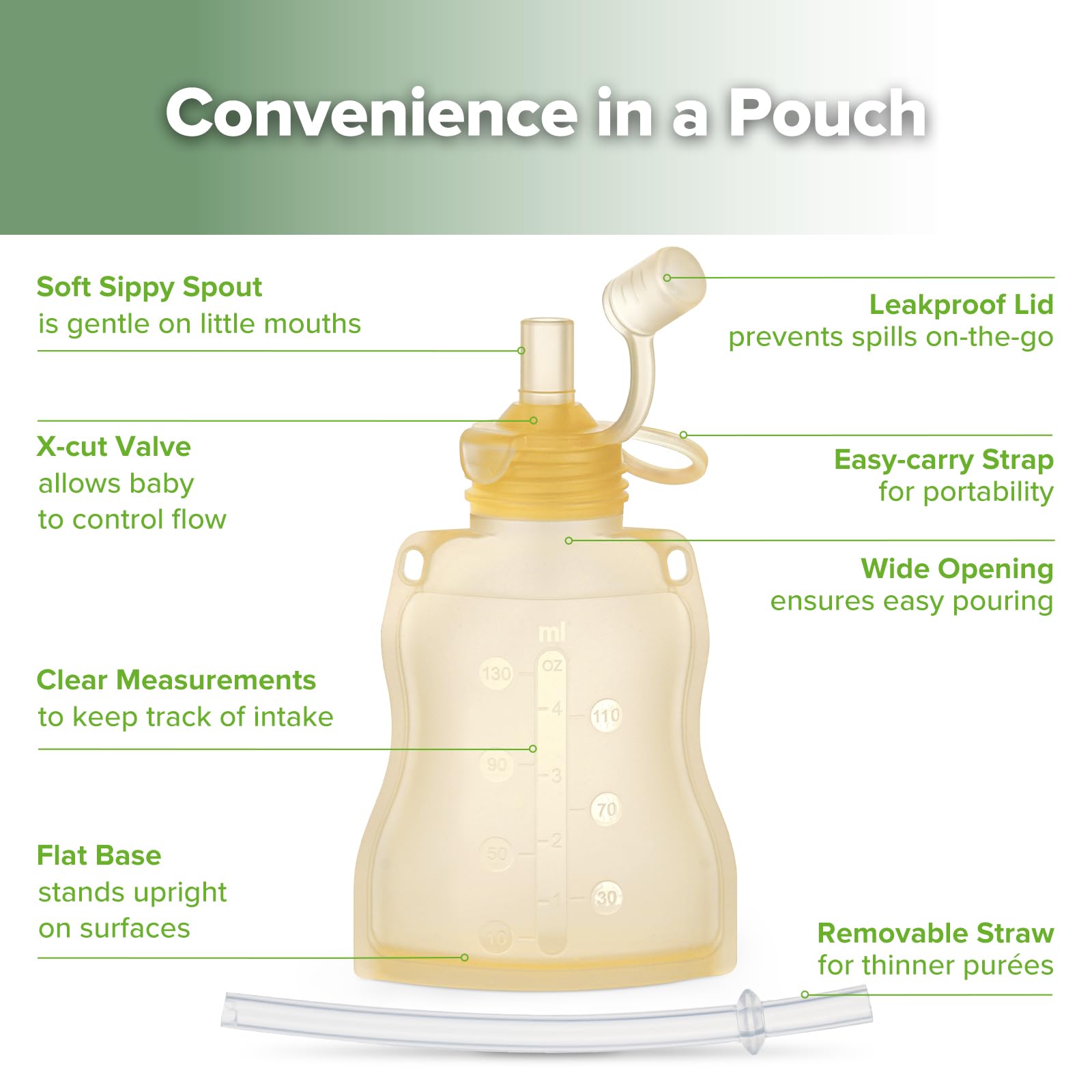 Foto 5 pulgar | Bolsa Reutilizable Para Comida Para Bebés Haakaa, 130 Ml, Paquete De 2, Color Amarillo - Venta Internacional.