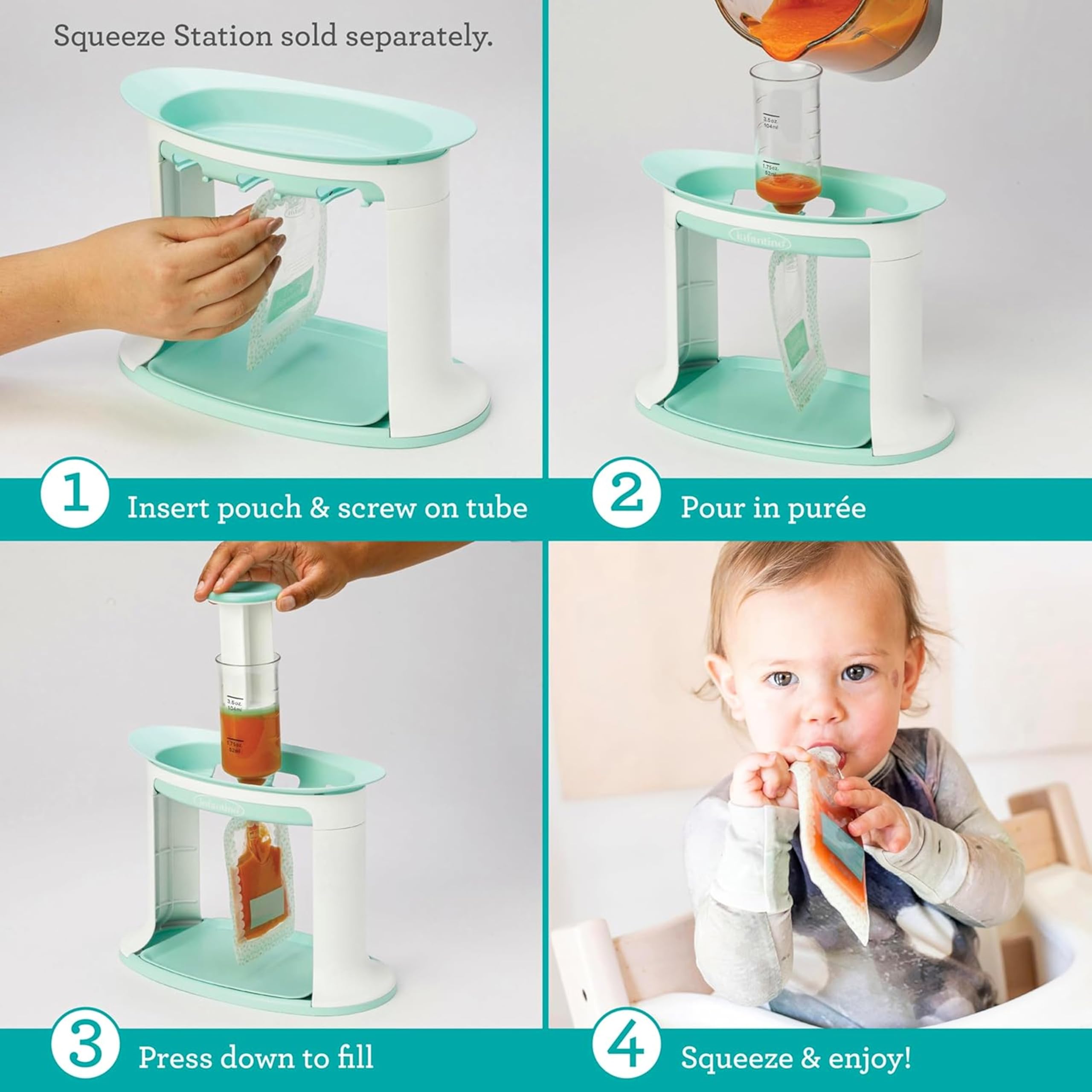 Foto 4 pulgar | Bolsitas Comprimibles Reutilizables Infantino Para Comida Casera Para Bebés  100 Ml - Venta Internacional.