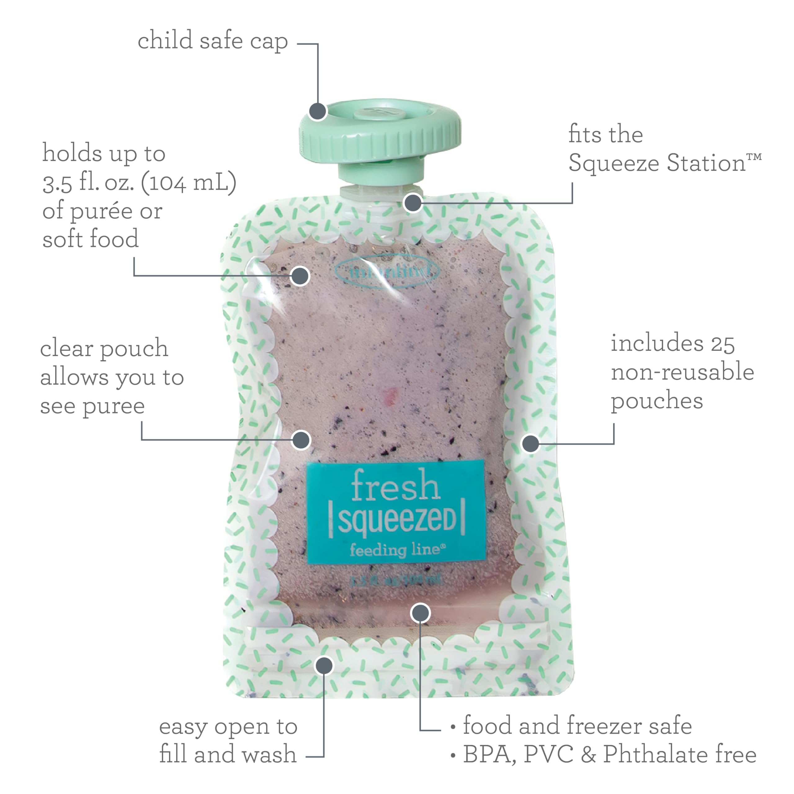 Foto 4 | Bolsitas Comprimibles Reutilizables Infantino Para Comida Casera Para Bebés  100 Ml - Venta Internacional.